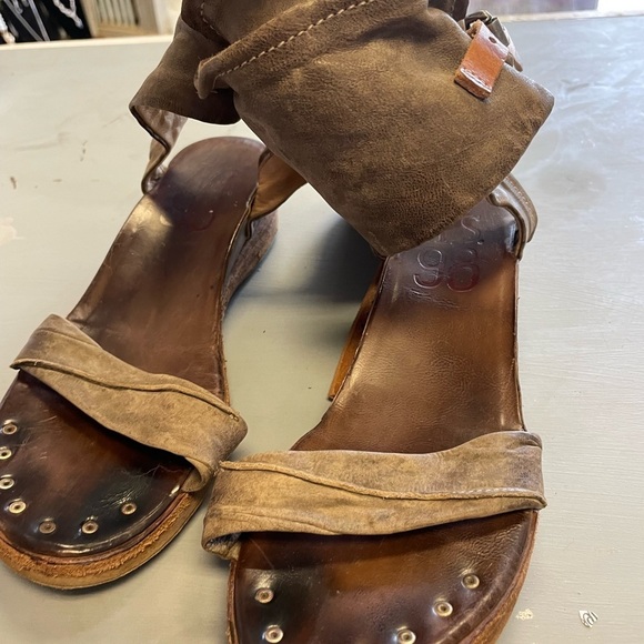 A.S. 98 BOWERY wrap ankle cuff buckle strappy gladiator sandals sz 39 (8.5) - Picture 7 of 11